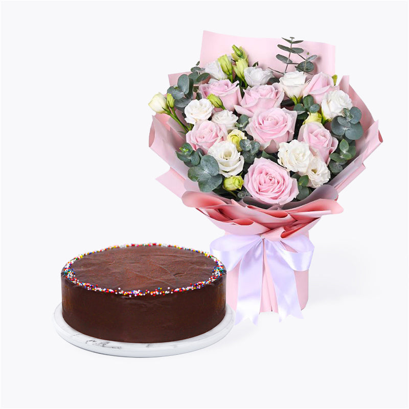 Send 12 Red Roses Bouquet with Birthday Cake to Cebu Philippines